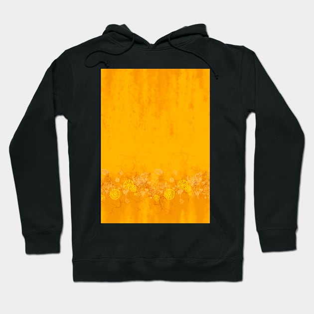 Golden yellow flower border digital painting floral pattern design Hoodie by nobelbunt